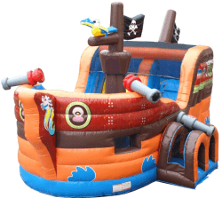 pirate20ship203 1747268242 Pirate Ship Bounce House and Slide Combo