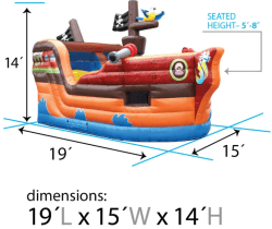 pirte20ship202 1747268242 Pirate Ship Bounce House and Slide Combo