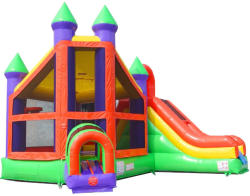 Orange Rainbow Deluxe Inflatable Castle Bounce House Slide Combo